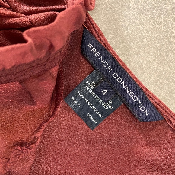 Cap Sleeve Silk Top - Burgundy Color - Picture 4 of 8